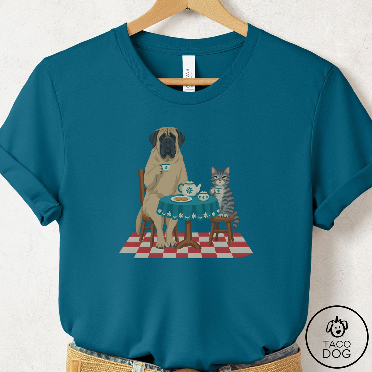 Mastiff Tea With The Enemy T-Shirt Deep Teal Taco-Dog
