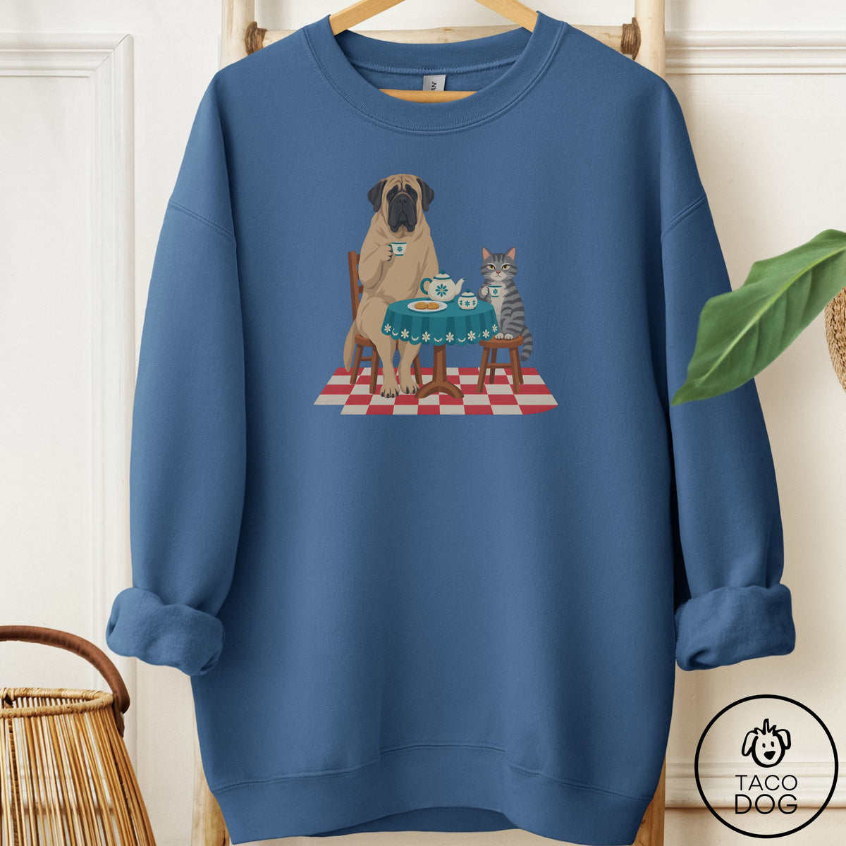 Mastiff Tea With The Enemy Sweatshirt Indigo Blue Taco-Dog