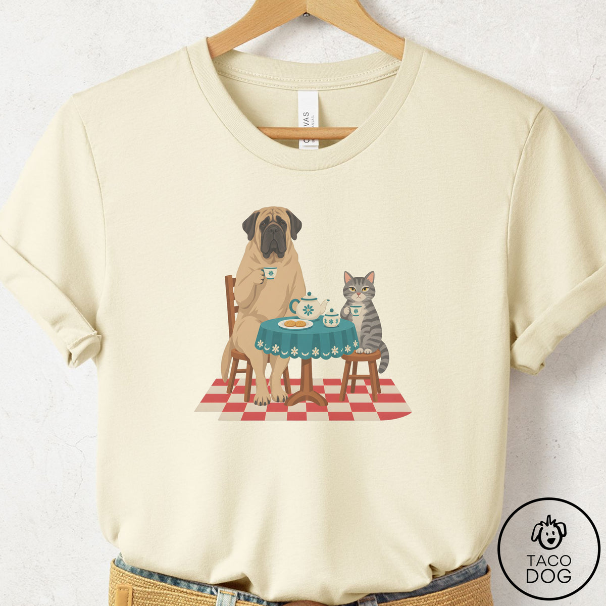 Mastiff Tea With The Enemy T-Shirt Natural Taco-Dog