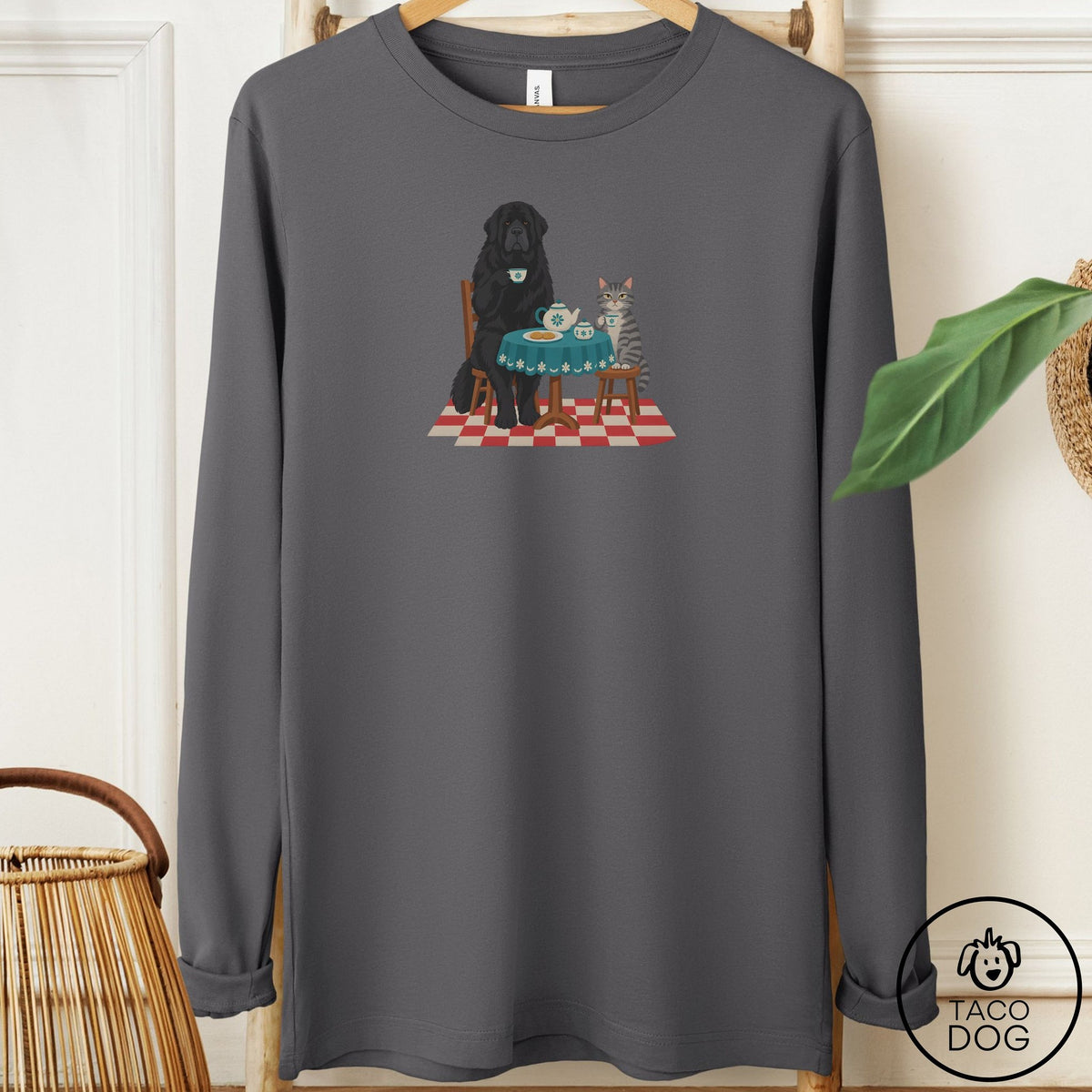 Newfoundland Tea With The Enemy Long Sleeve Tee Asphalt Taco-Dog