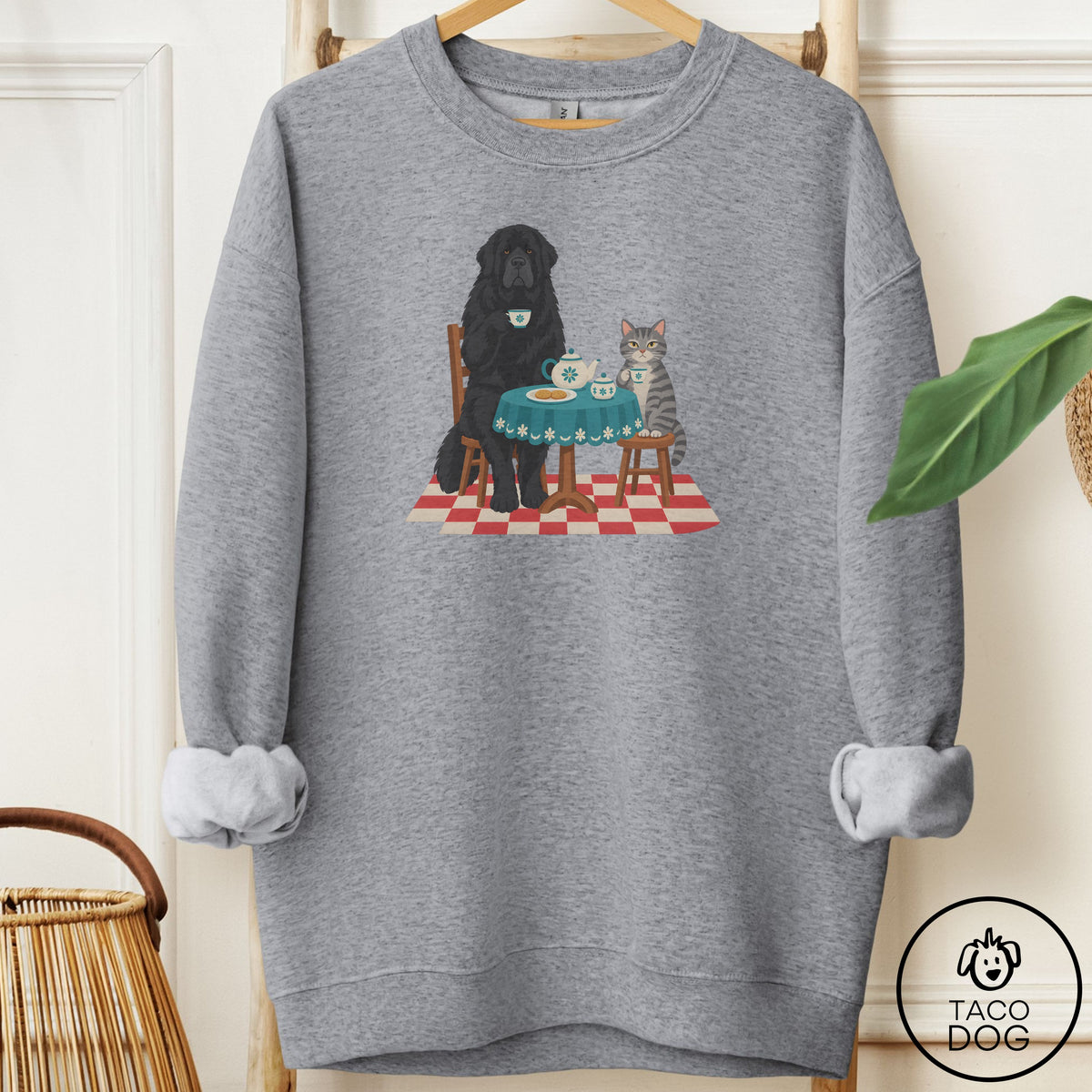 Newfoundland Tea With The Enemy Sweatshirt Graphite Heather Taco-Dog