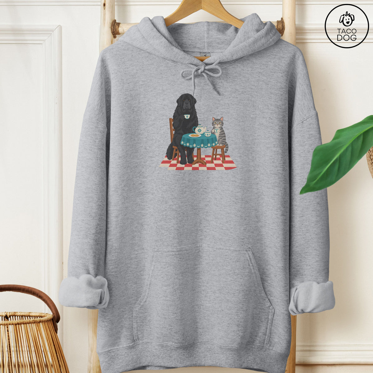 Newfoundland Tea With The Enemy Hoodie Graphite Heather Taco-Dog