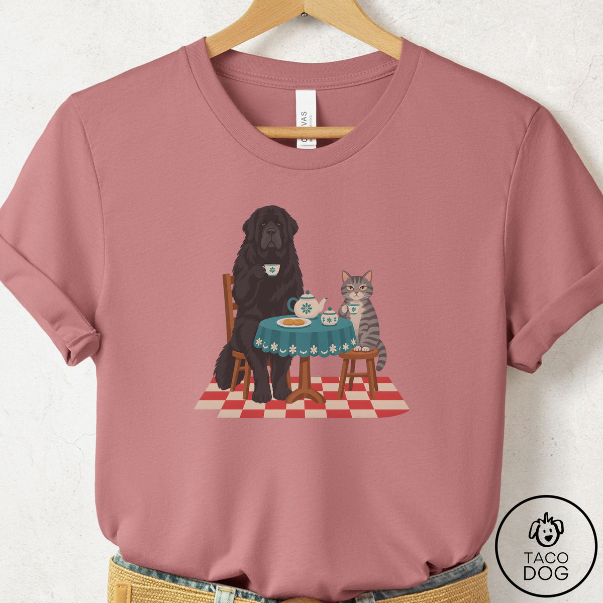 Newfoundland Tea With The Enemy T-Shirt Mauve Taco-Dog
