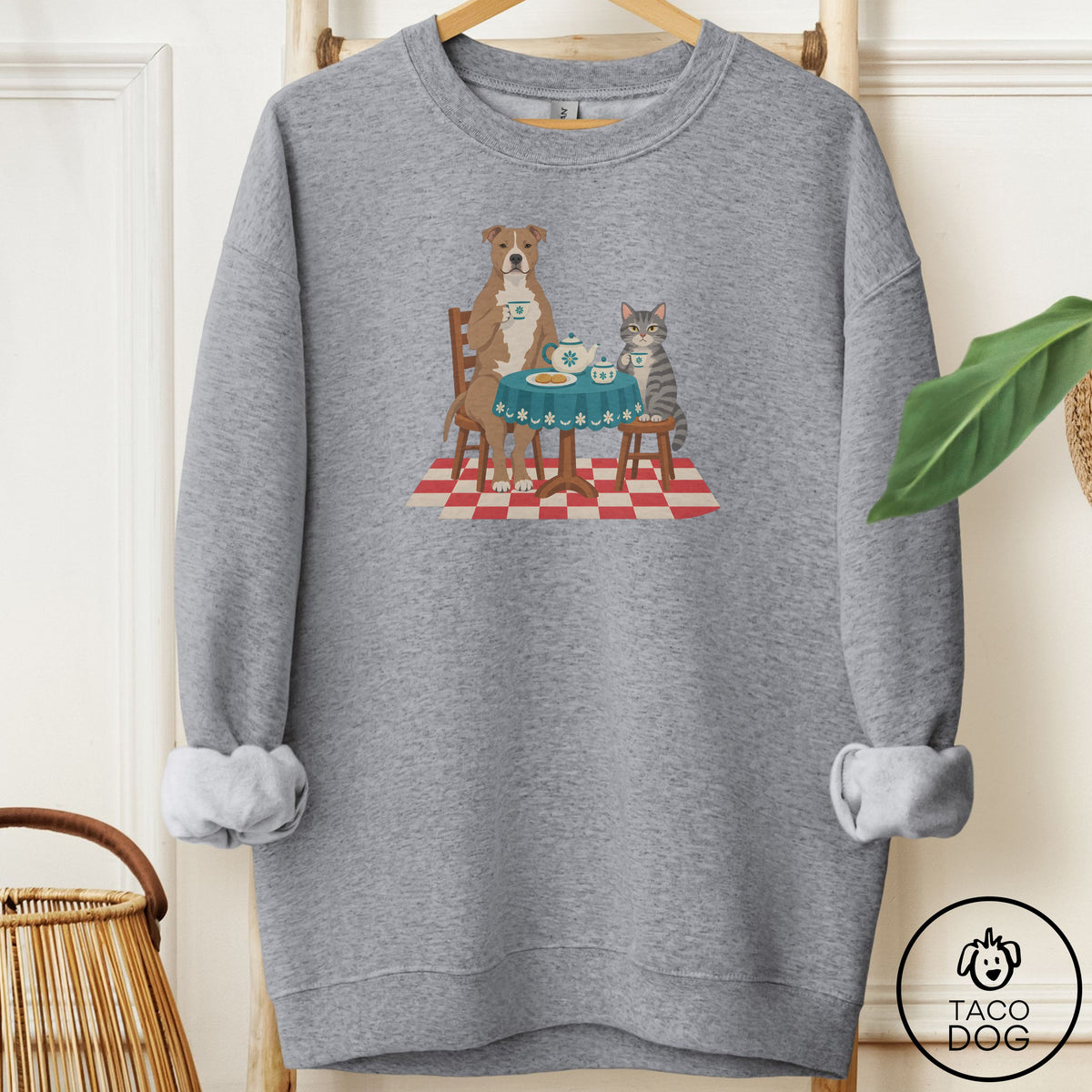 Pitbull Tea With The Enemy Sweatshirt Graphite Heather Taco-Dog