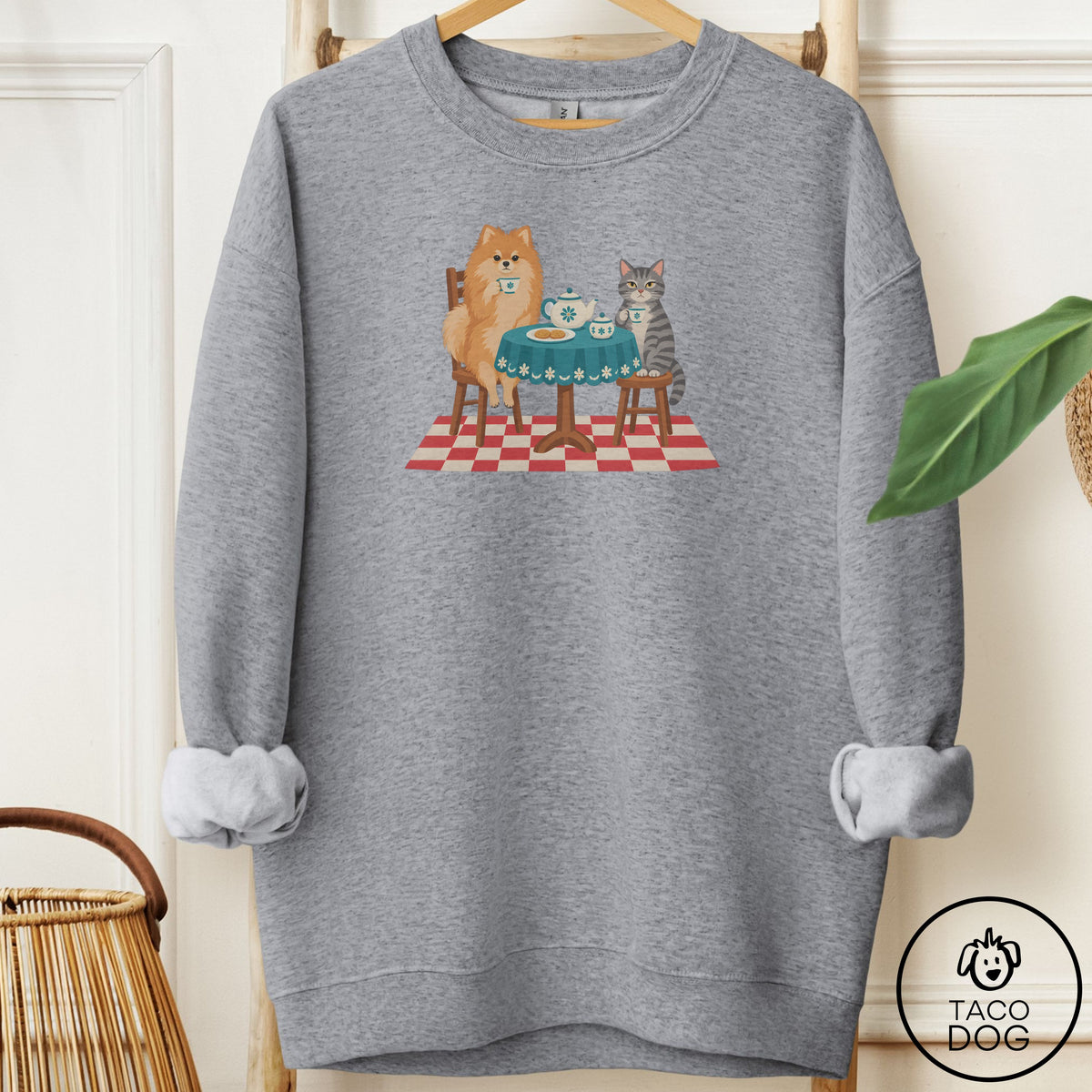 Pomeranian Tea With The Enemy Sweatshirt Graphite Heather Taco-Dog