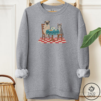 Pug Tea With The Enemy Sweatshirt Graphite Heather Taco-Dog