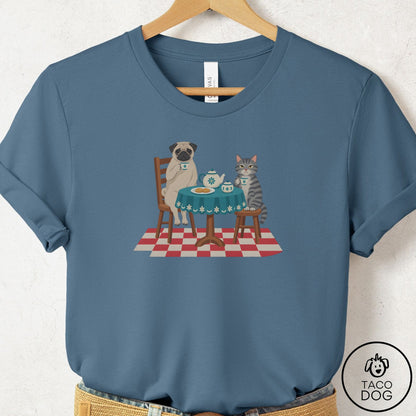 Pug Tea With The Enemy T-Shirt Steel Blue Taco-Dog
