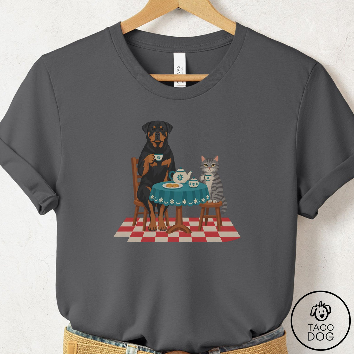 Rottweiler Tea With The Enemy T-Shirt Asphalt Taco-Dog