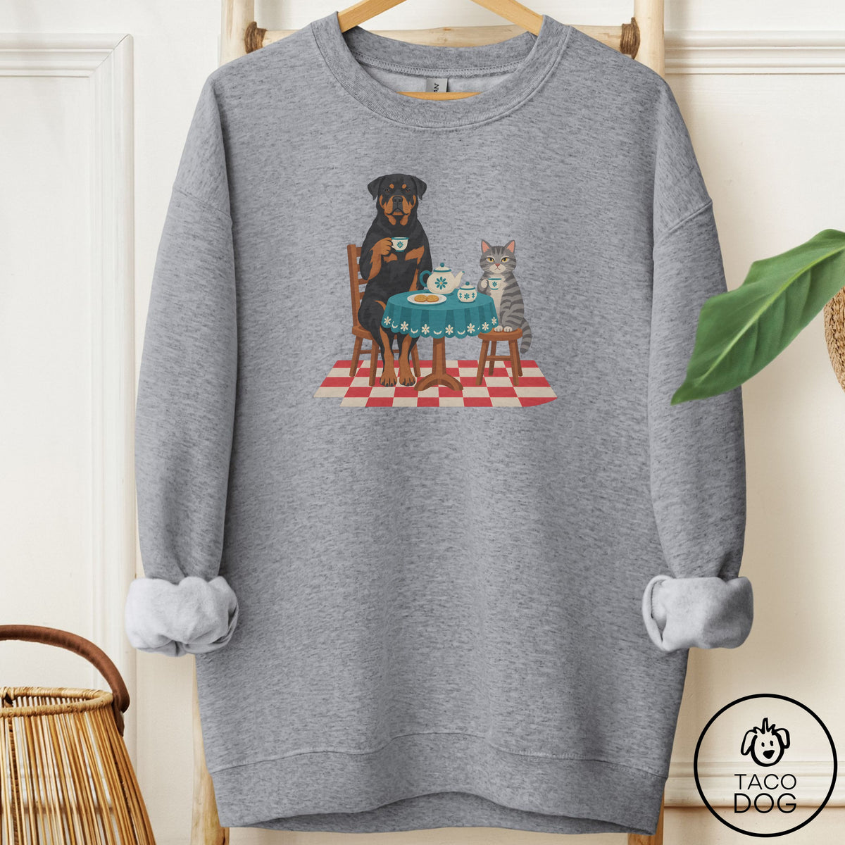 Rottweiler Tea With The Enemy Sweatshirt Graphite Heather Taco-Dog