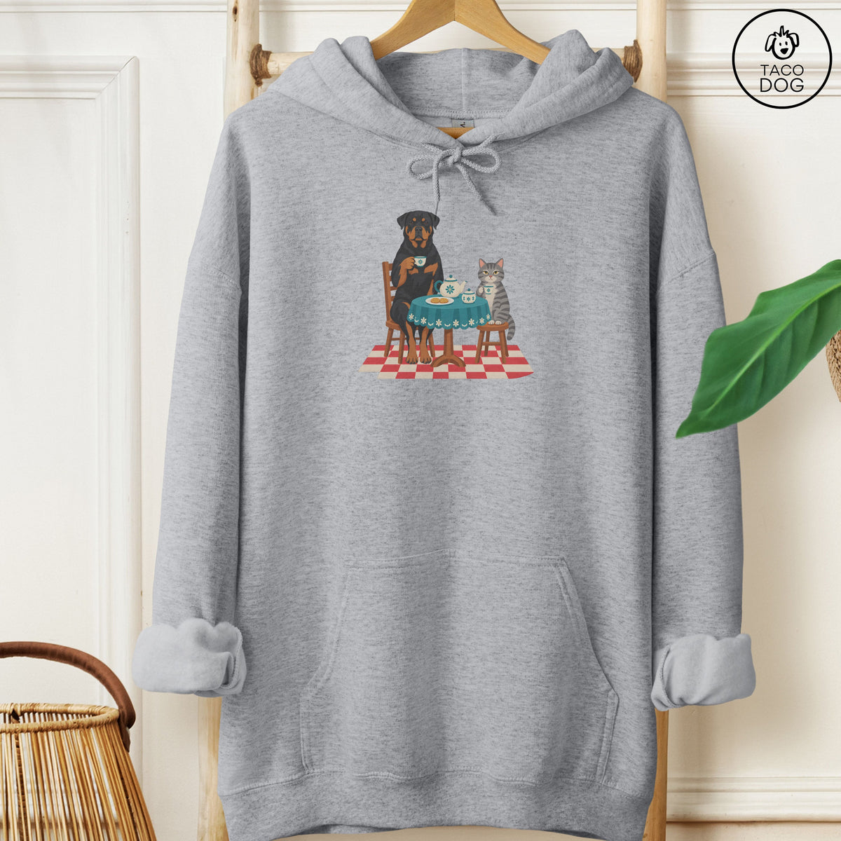 Rottweiler Tea With The Enemy Hoodie Graphite Heather Taco-Dog