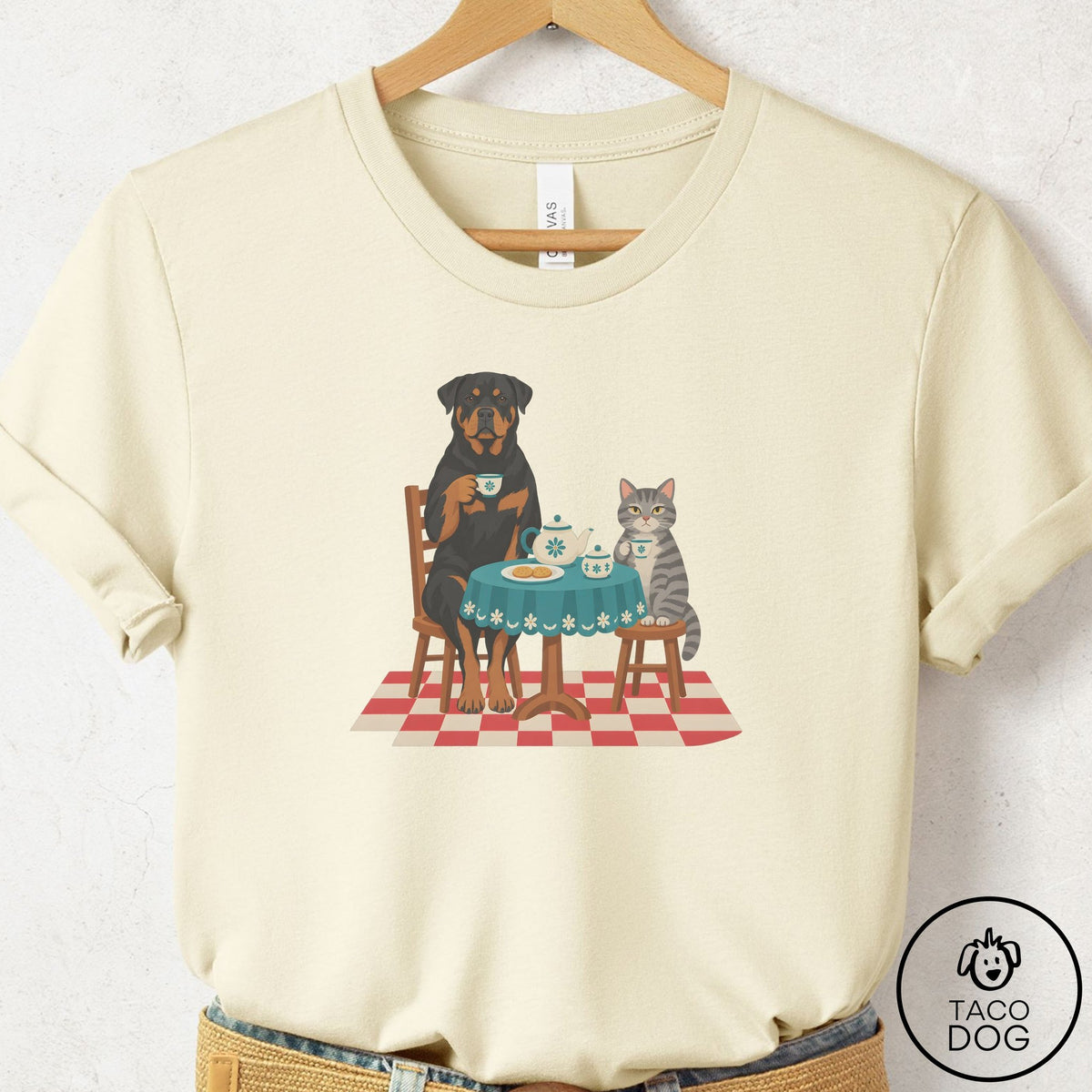 Rottweiler Tea With The Enemy T-Shirt Natural Taco-Dog