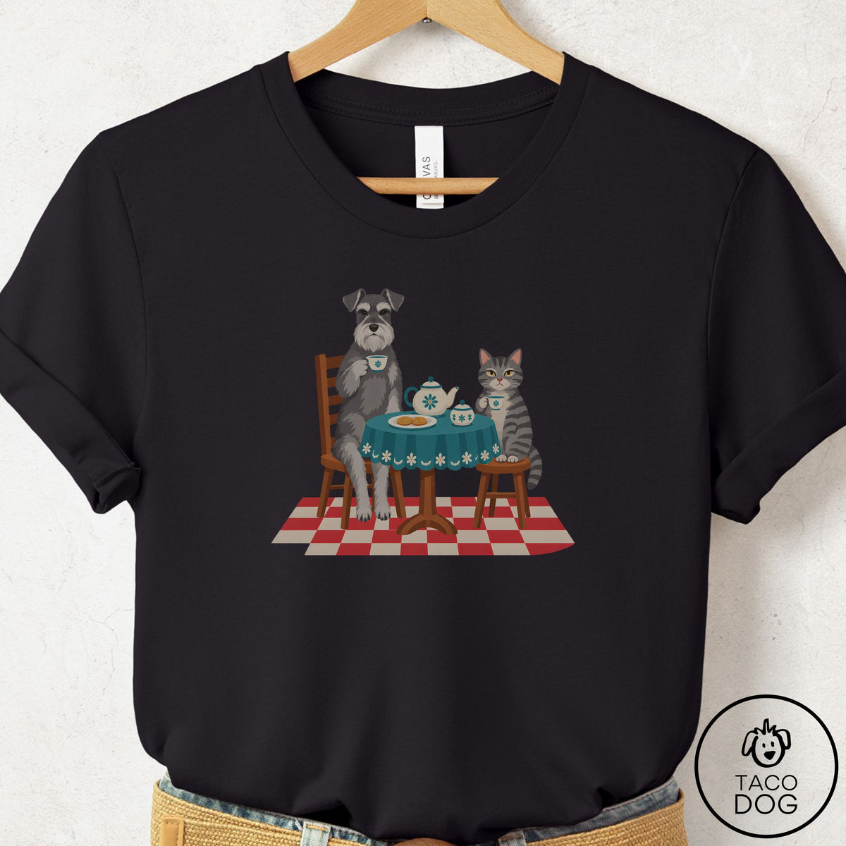 Schnauzer Tea With The Enemy T-Shirt Black Taco-Dog