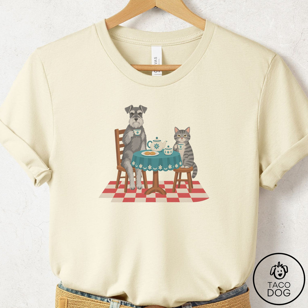 Schnauzer Tea With The Enemy T-Shirt Natural Taco-Dog