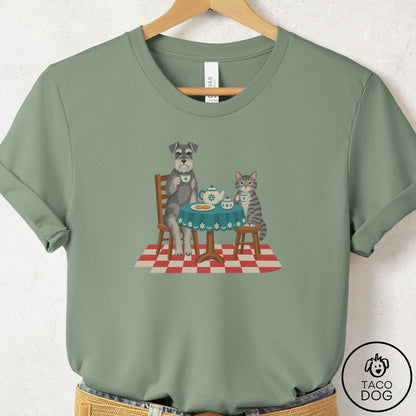 Schnauzer Tea With The Enemy T-Shirt Sage Taco-Dog