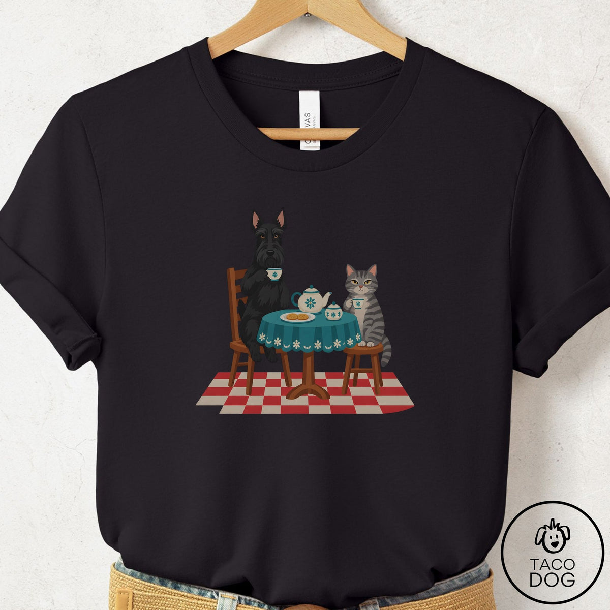 Scottie Tea With The Enemy T-Shirt Black Taco-Dog
