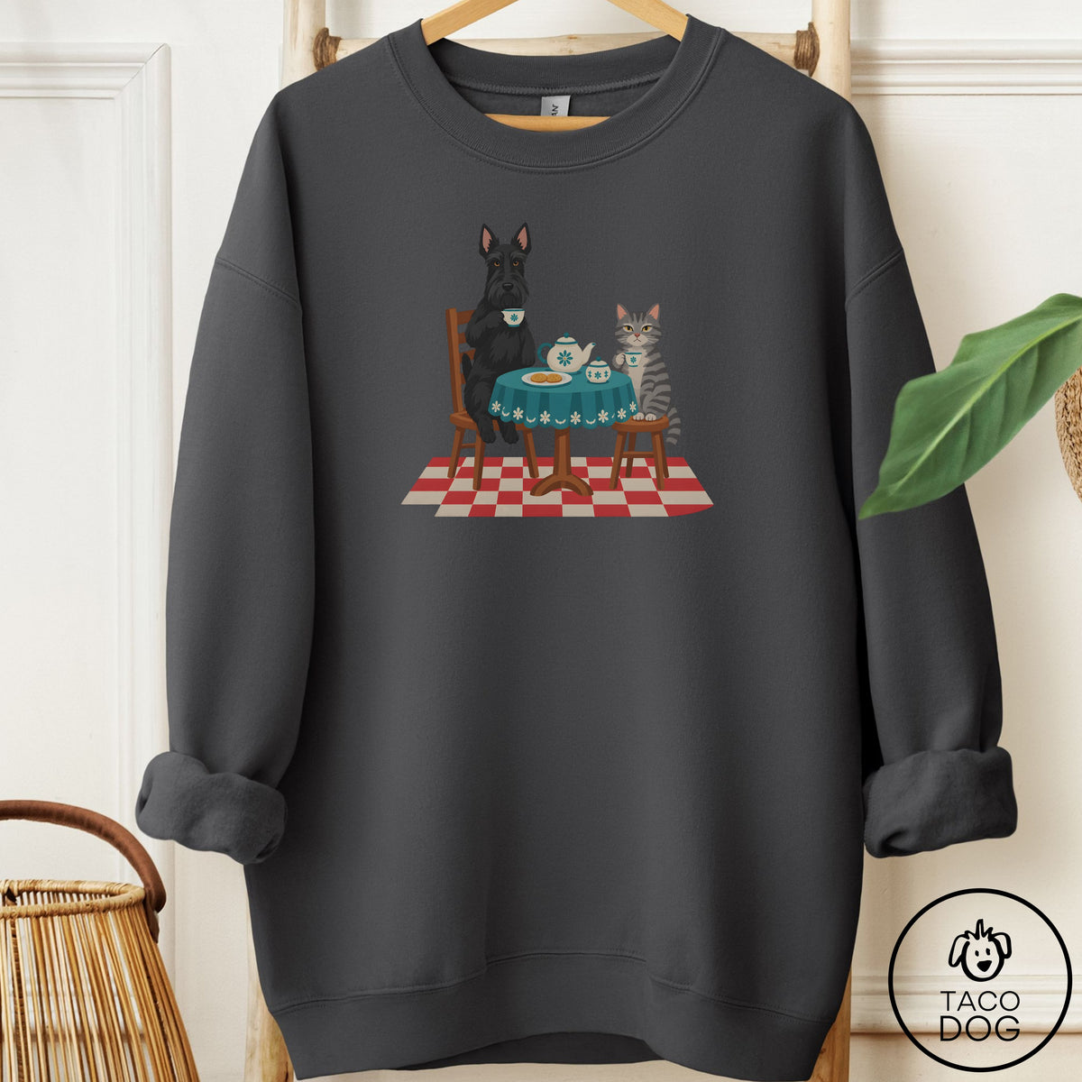 Scottie Tea With The Enemy Sweatshirt Charcoal Taco-Dog