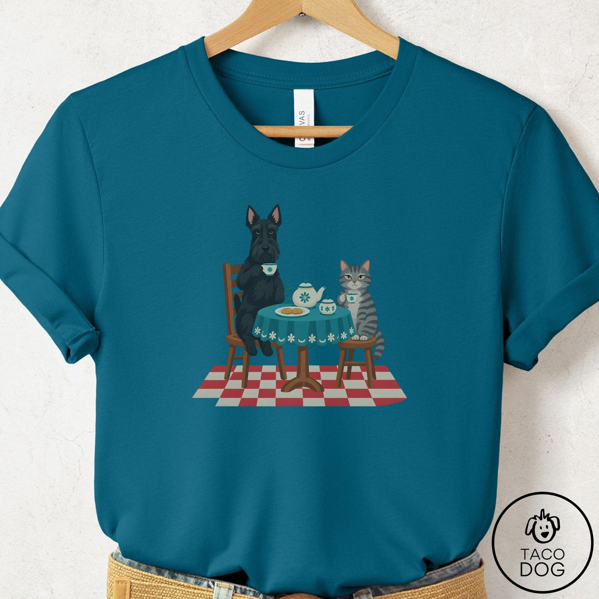 Scottie Tea With The Enemy T-Shirt Deep Teal Taco-Dog