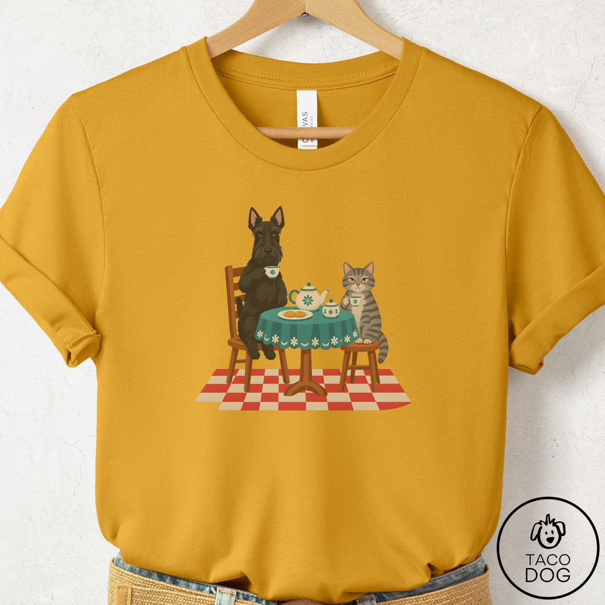 Scottie Tea With The Enemy T-Shirt, design close-up