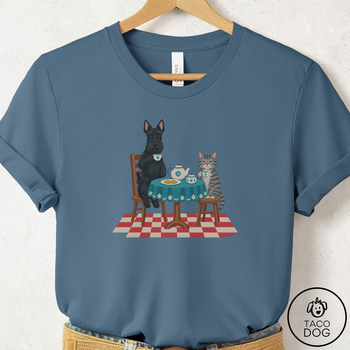Scottie Tea With The Enemy T-Shirt Steel Blue Taco-Dog