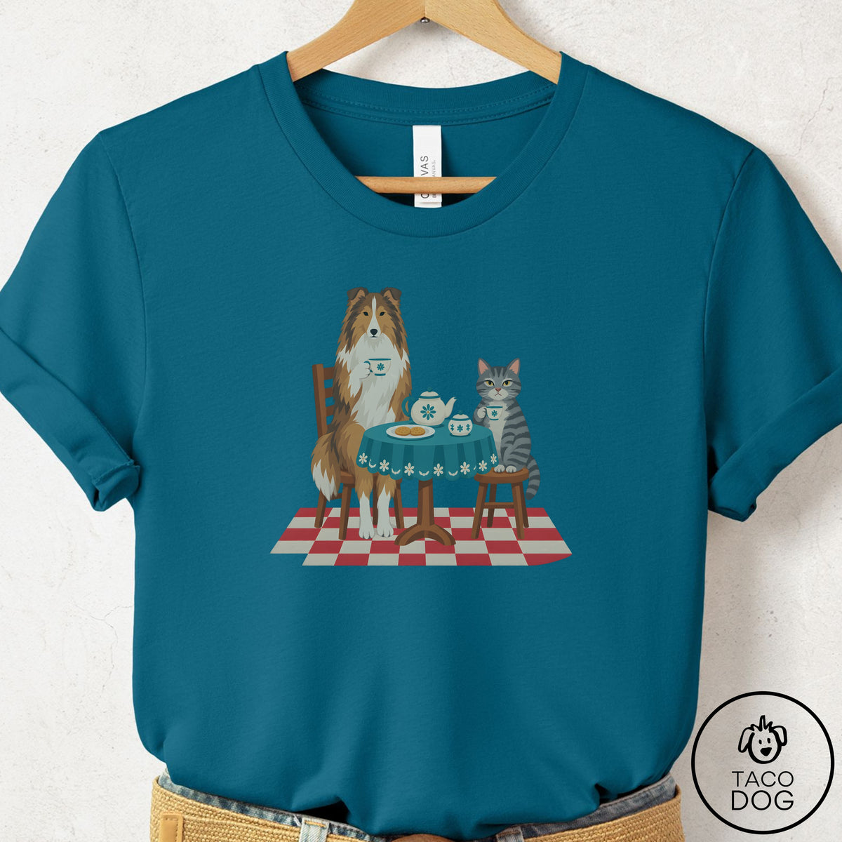Shetland Sheepdog Tea With The Enemy T-Shirt Deep Teal Taco-Dog