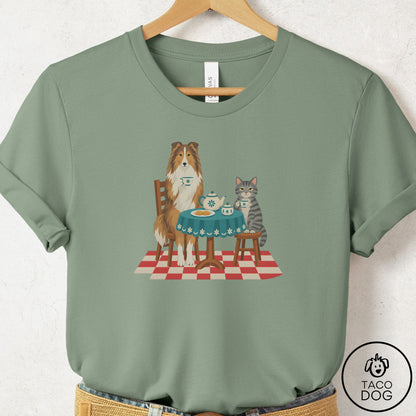 Shetland Sheepdog Tea With The Enemy T-Shirt Sage Taco-Dog