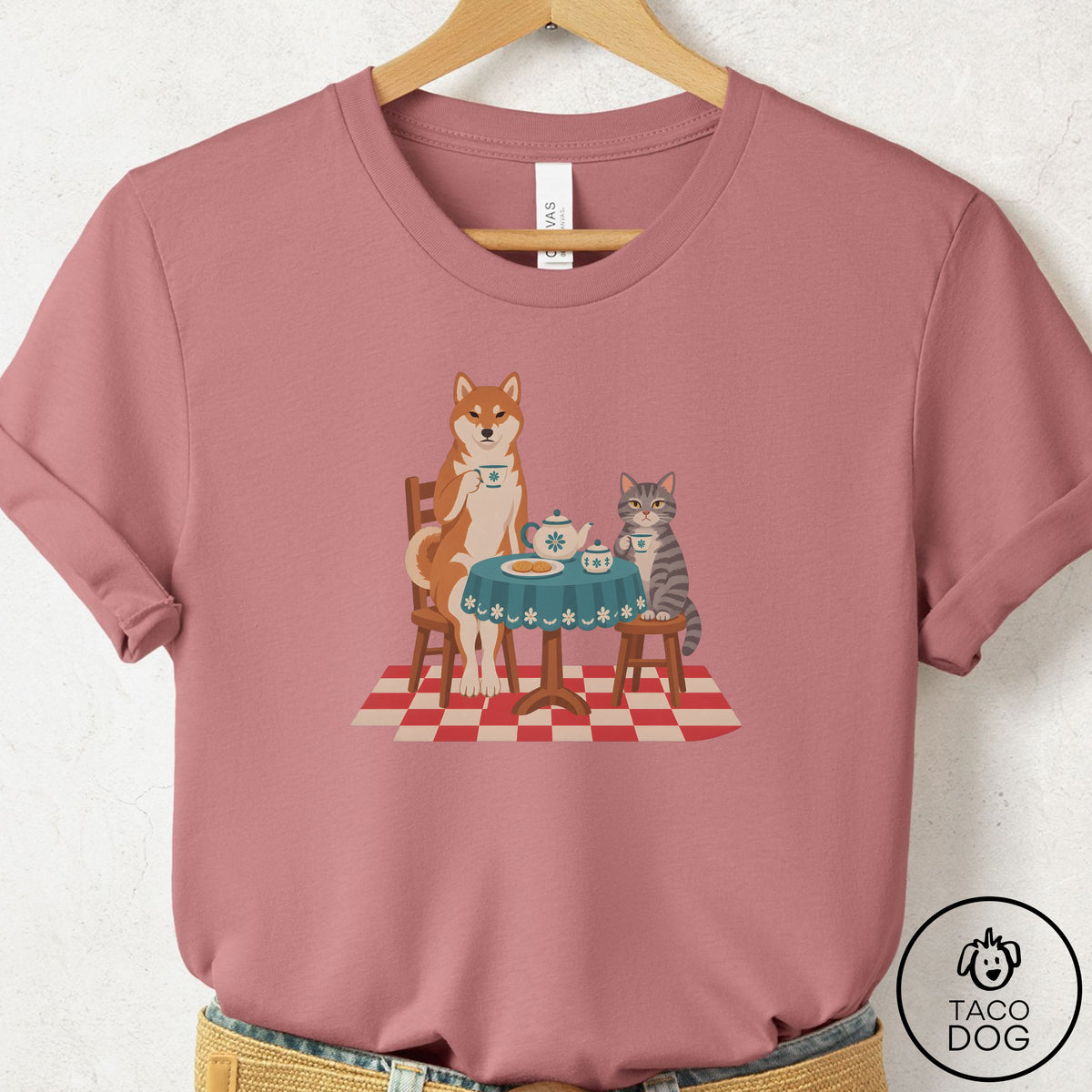 Shiba Inu Tea With The Enemy T-Shirt Mauve Taco-Dog