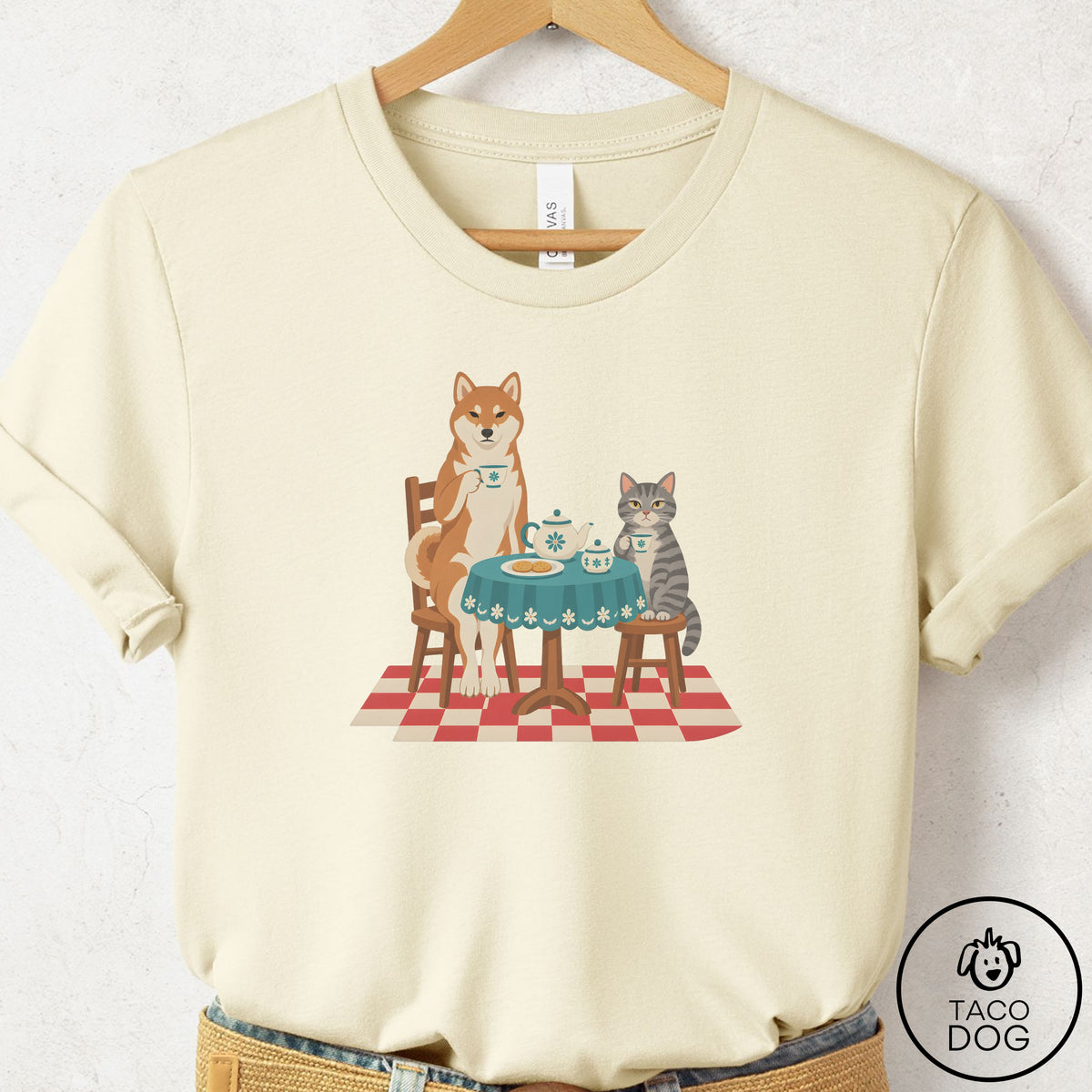 Shiba Inu Tea With The Enemy T-Shirt Natural Taco-Dog
