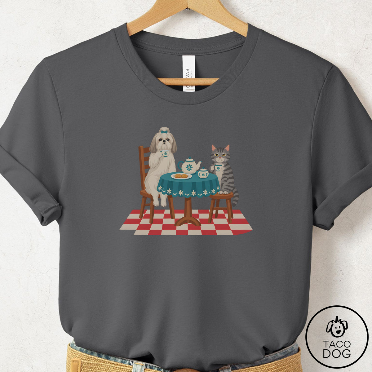 Shih Tzu Tea With The Enemy T-Shirt Asphalt Taco-Dog