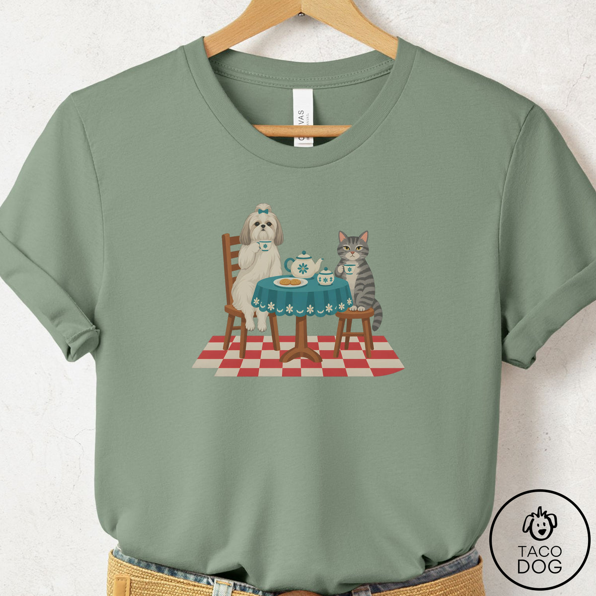 Shih Tzu Tea With The Enemy T-Shirt Sage Taco-Dog