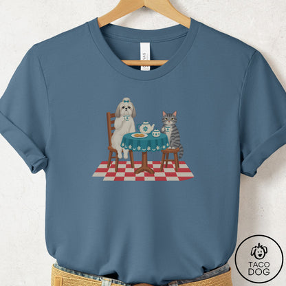 Shih Tzu Tea With The Enemy T-Shirt Steel Blue Taco-Dog