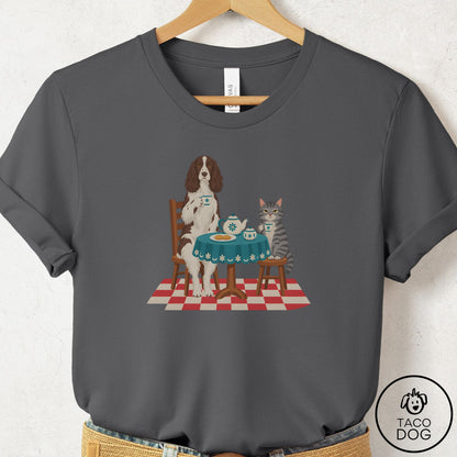Springer Spaniel Tea With The Enemy T-Shirt Asphalt Taco-Dog