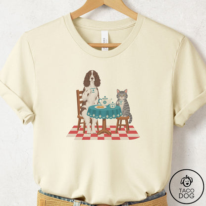 Springer Spaniel Tea With The Enemy T-Shirt Natural Taco-Dog