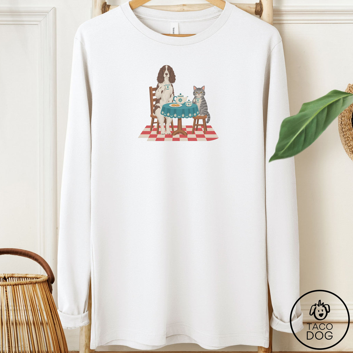 Springer Spaniel Tea With The Enemy Long Sleeve Tee White Taco-Dog