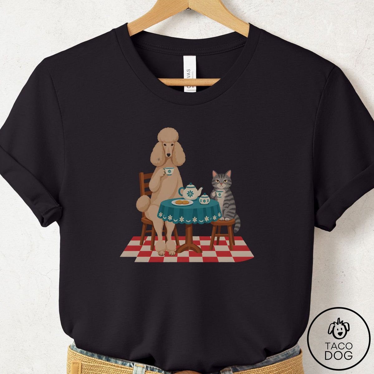 Poodle Tea With The Enemy T-Shirt Black Taco-Dog