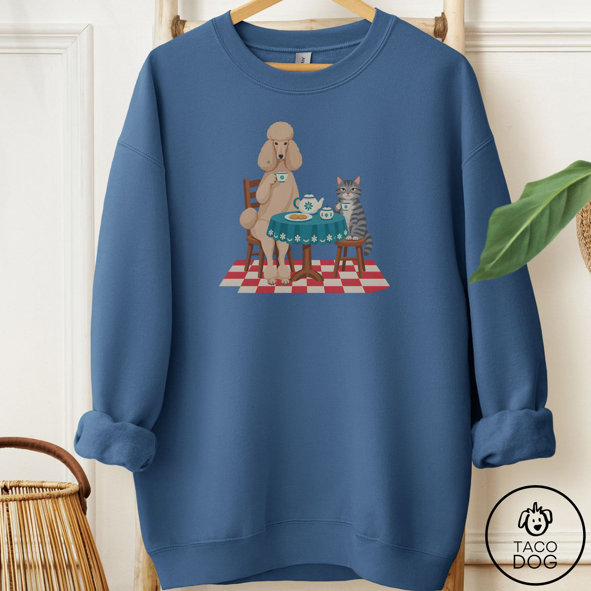 Poodle Tea With The Enemy Sweatshirt Indigo Blue Taco-Dog