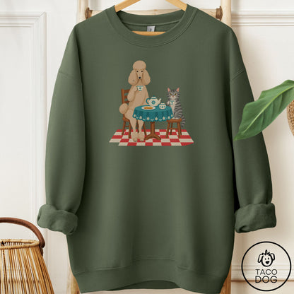 Poodle Tea With The Enemy Sweatshirt Military Green Taco-Dog
