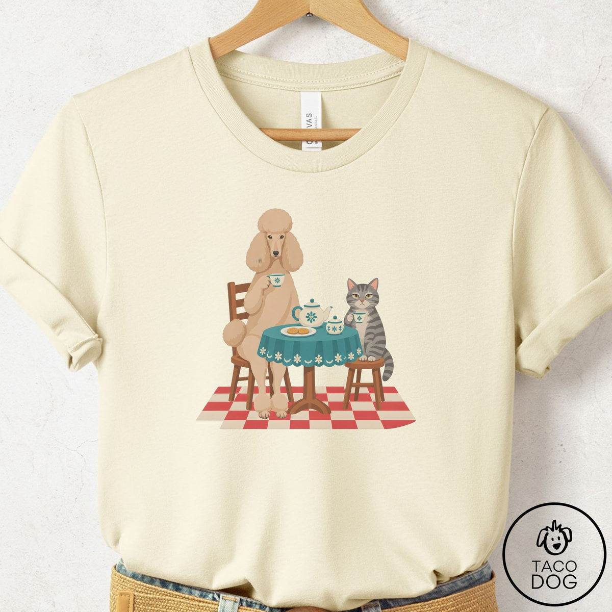 Poodle Tea With The Enemy T-Shirt Natural Taco-Dog