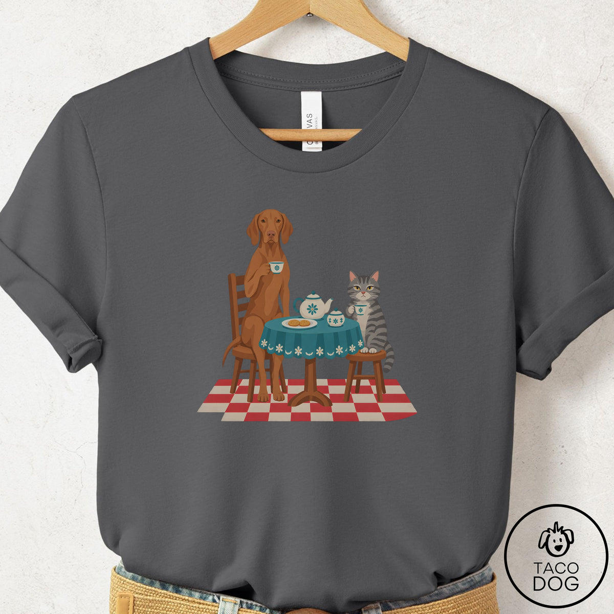 Vizsla Tea With The Enemy T-Shirt Asphalt Taco-Dog