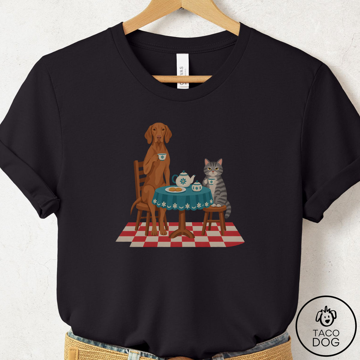 Vizsla Tea With The Enemy T-Shirt Black Taco-Dog