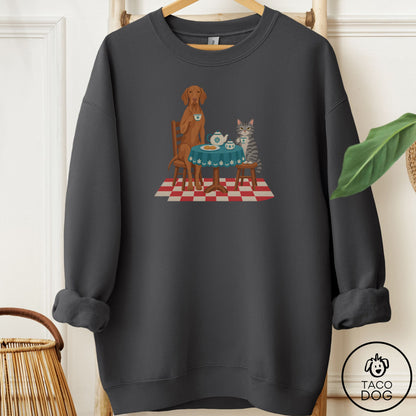 Vizsla Tea With The Enemy Sweatshirt Charcoal Taco-Dog
