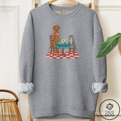 Vizsla Tea With The Enemy Sweatshirt Graphite Heather Taco-Dog