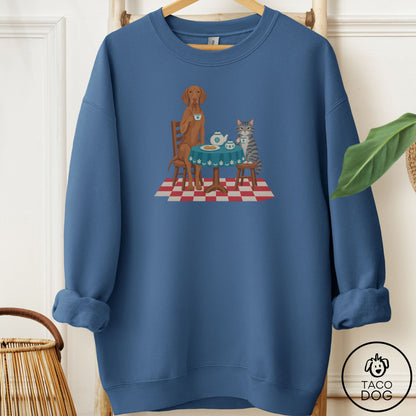 Vizsla Tea With The Enemy Sweatshirt Indigo Blue Taco-Dog