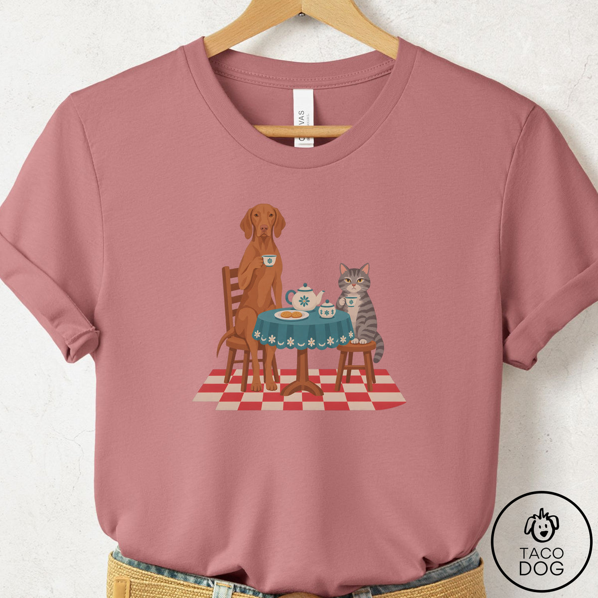 Vizsla Tea With The Enemy T-Shirt Mauve Taco-Dog