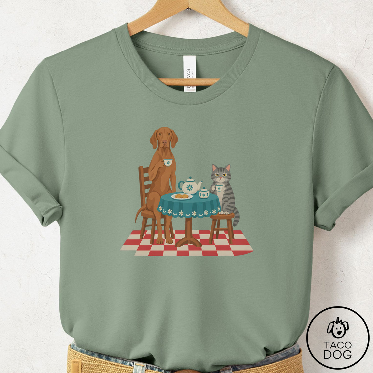 Vizsla Tea With The Enemy T-Shirt Sage Taco-Dog