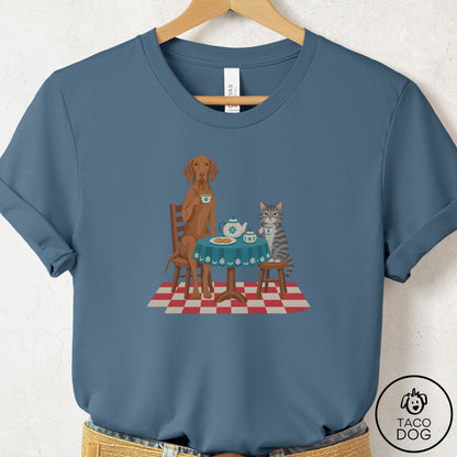 Vizsla Tea With The Enemy T-Shirt Steel Blue Taco-Dog