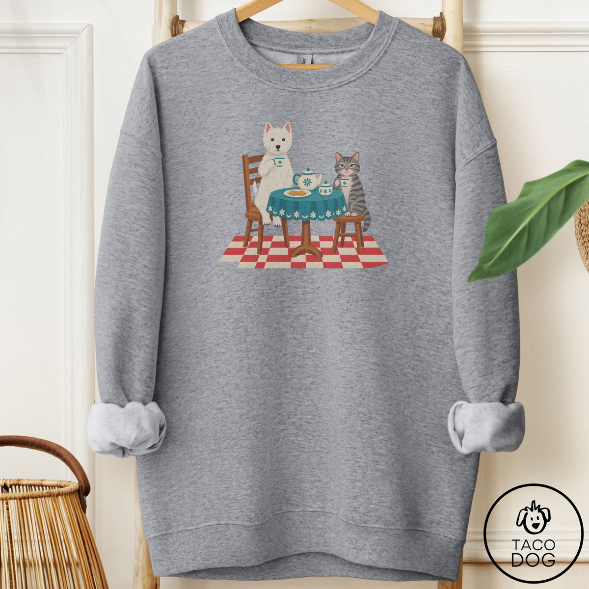 Westie Tea With The Enemy Sweatshirt Graphite Heather Taco-Dog