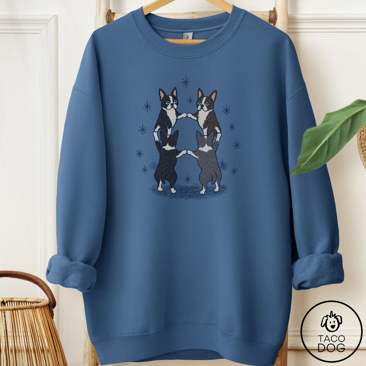 Boston Terrier The Ritual Sweatshirt Indigo Blue Taco-Dog