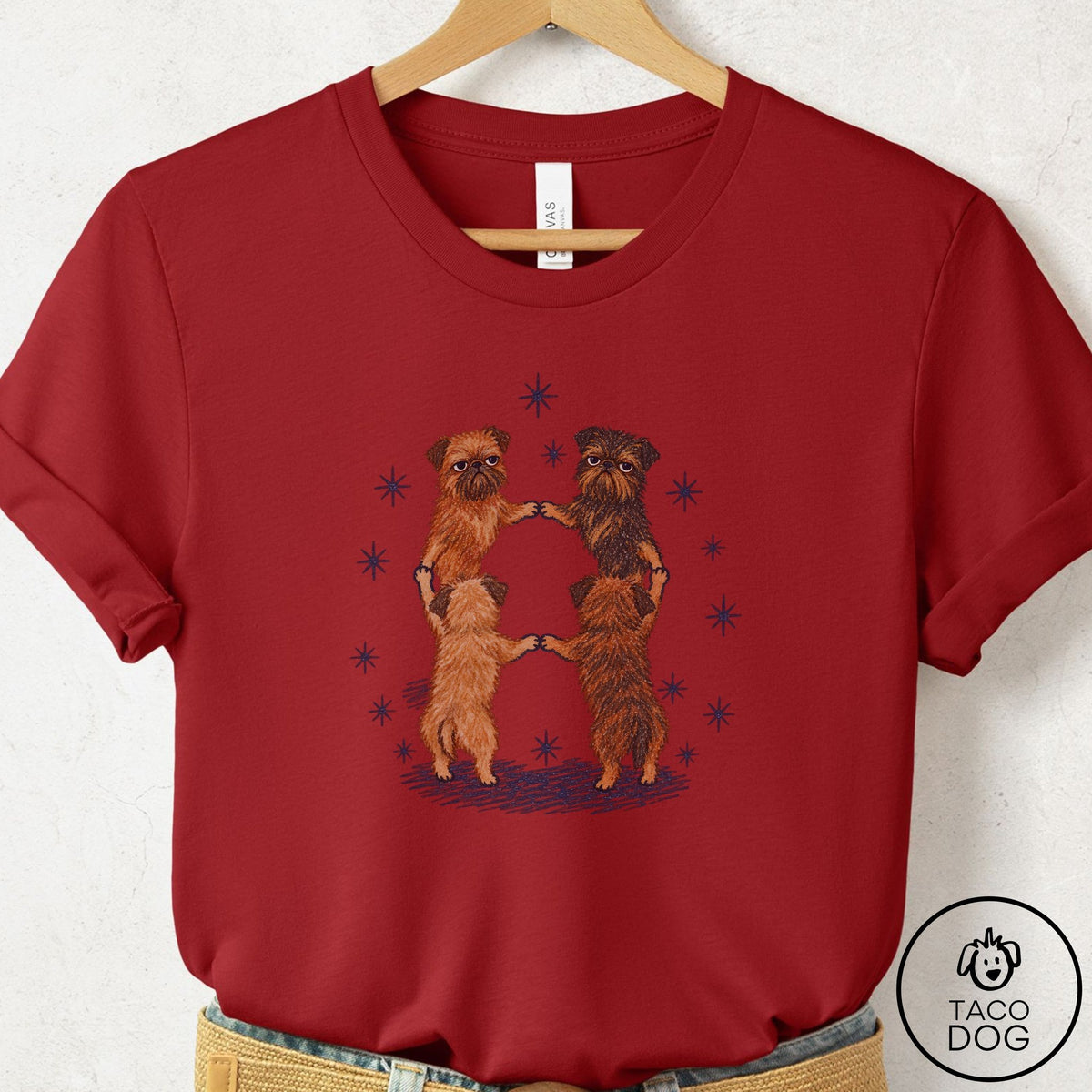 Brussels Griffon The Ritual T-Shirt Canvas Red Taco-Dog