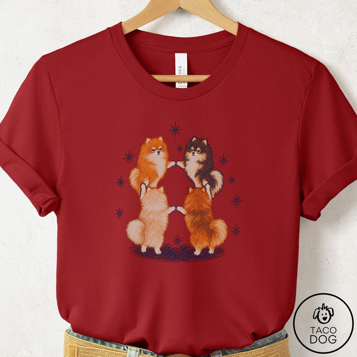 Pomeranian The Ritual T-Shirt Canvas Red Taco-Dog