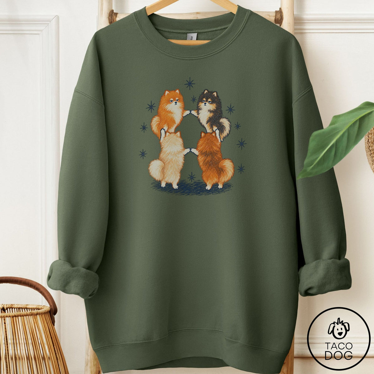 Pomeranian The Ritual Sweatshirt Military Green Taco-Dog
